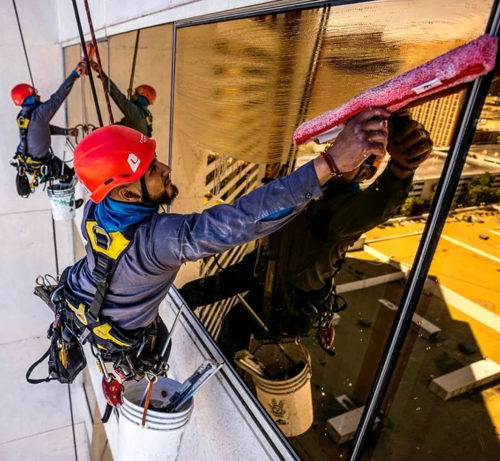 Abseil Cleaning for Glass Facades
